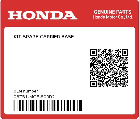 Product image: Honda - 08Z51-MGE-800R2 - KIT SPARE CARRIER BASE  0