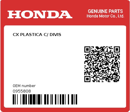 Product image: Honda - 0955808 - CX PLASTICA C/ DIVIS  0