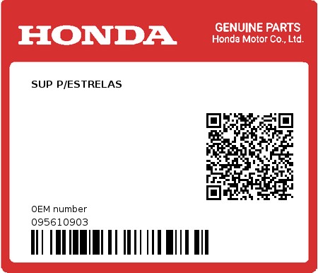 Product image: Honda - 095610903 - SUP P/ESTRELAS  0