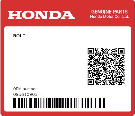 Product image: Honda - 095610903HF - BOLT  0
