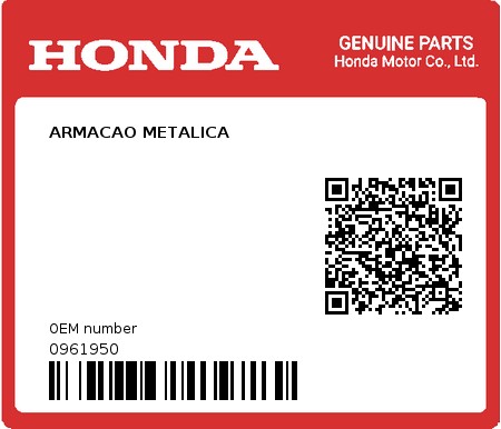 Product image: Honda - 0961950 - ARMACAO METALICA  0