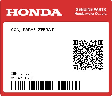 Product image: Honda - 09642116HP - CONJ. PARAF. ZEBRA P  0
