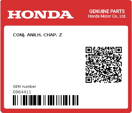 Product image: Honda - 0964411 - CONJ. ANILH. CHAP. Z  0