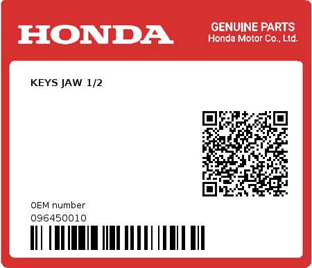 Product image: Honda - 096450010 - KEYS JAW 1/2  0