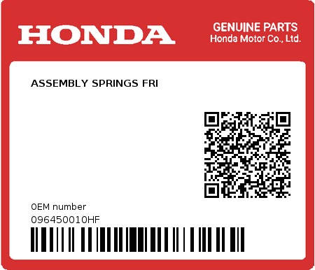 Product image: Honda - 096450010HF - ASSEMBLY SPRINGS FRI  0