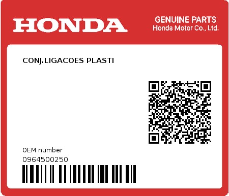 Product image: Honda - 0964500250 - CONJ.LIGACOES PLASTI  0