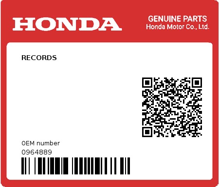 Product image: Honda - 0964889 - RECORDS  0
