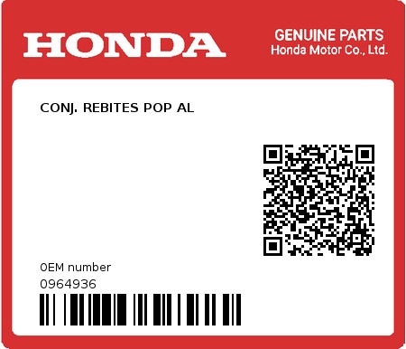 Product image: Honda - 0964936 - CONJ. REBITES POP AL  0
