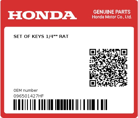 Product image: Honda - 096501427HF - SET OF KEYS 1/4"" RAT  0