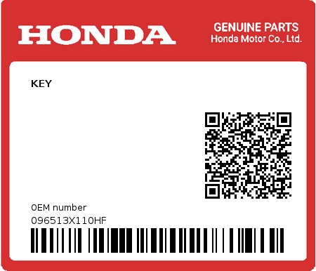 Product image: Honda - 096513X110HF - KEY  0