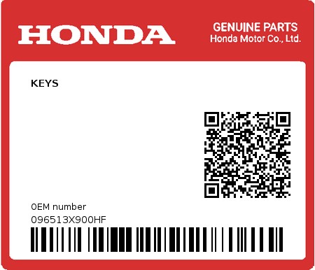 Product image: Honda - 096513X900HF - KEYS  0