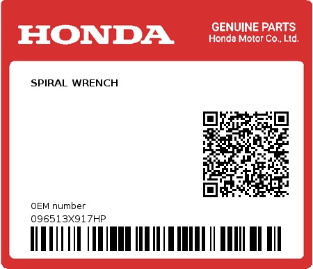 Product image: Honda - 096513X917HP - SPIRAL WRENCH  0