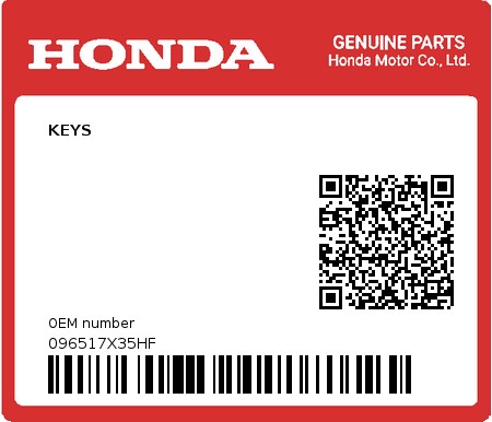 Product image: Honda - 096517X35HF - KEYS  0