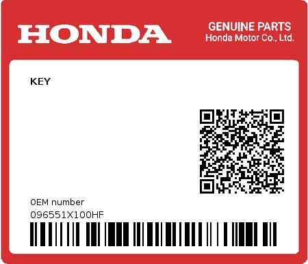 Product image: Honda - 096551X100HF - KEY  0