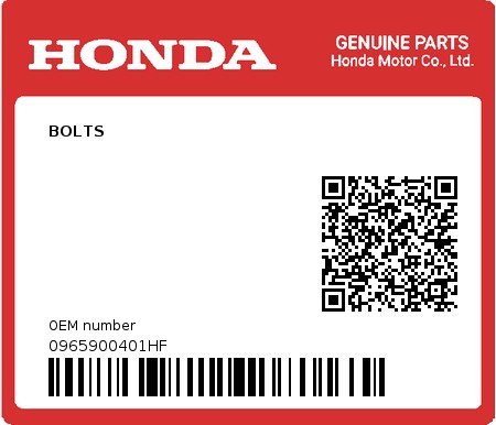 Product image: Honda - 0965900401HF - BOLTS  0