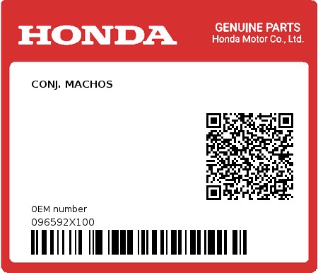 Product image: Honda - 096592X100 - CONJ. MACHOS  0