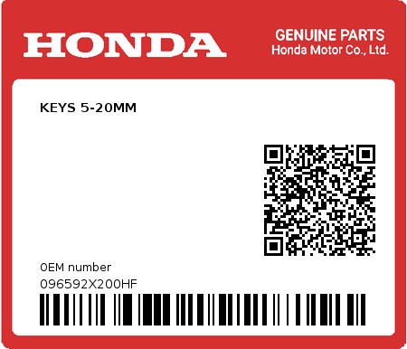 Product image: Honda - 096592X200HF - KEYS 5-20MM  0