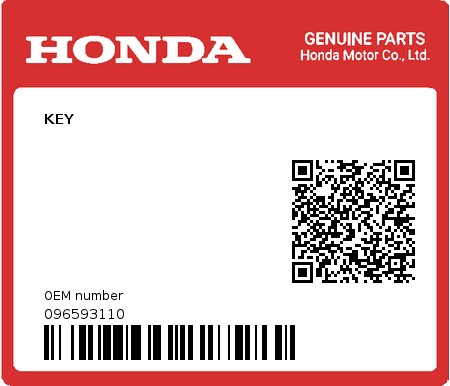 Product image: Honda - 096593110 - KEY  0