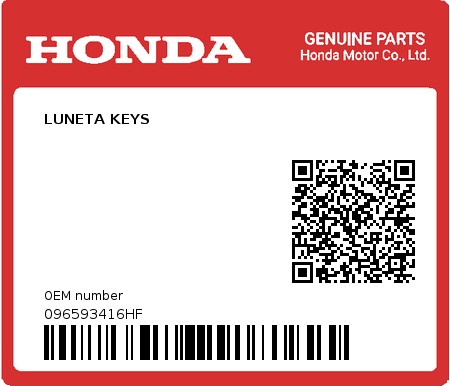 Product image: Honda - 096593416HF - LUNETA KEYS  0