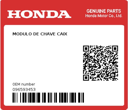 Product image: Honda - 096593453 - MODULO DE CHAVE CAIX  0