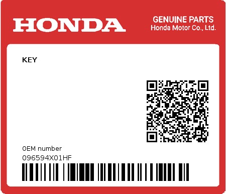 Product image: Honda - 096594X01HF - KEY  0