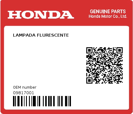 Product image: Honda - 09817001 - LAMPADA FLURESCENTE  0