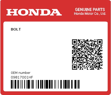 Product image: Honda - 09817001HF - BOLT  0