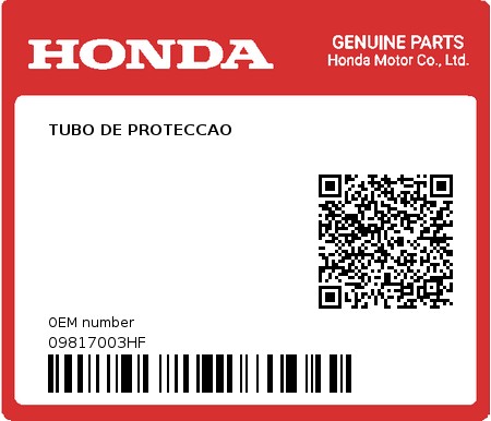 Product image: Honda - 09817003HF - TUBO DE PROTECCAO  0