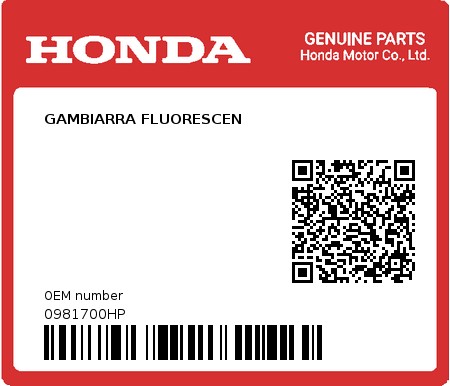 Product image: Honda - 0981700HP - GAMBIARRA FLUORESCEN  0