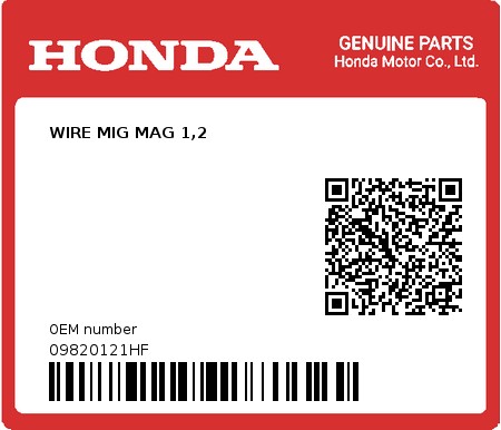 Product image: Honda - 09820121HF - WIRE MIG MAG 1,2  0