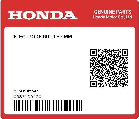 Product image: Honda - 0982100400 - ELECTRODE RUTILE 4MM  0