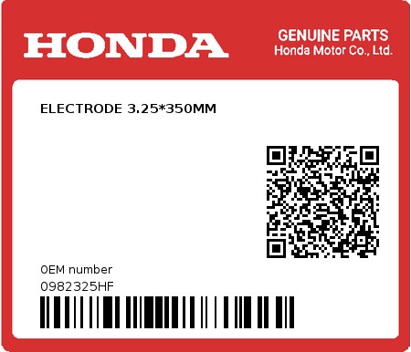 Product image: Honda - 0982325HF - ELECTRODE 3.25*350MM  0