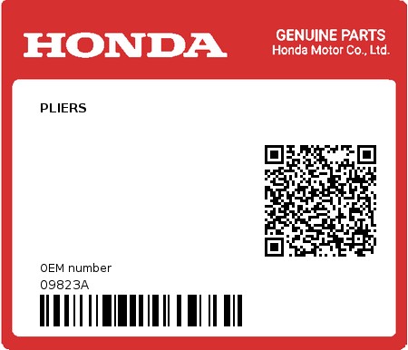 Product image: Honda - 09823A - PLIERS  0