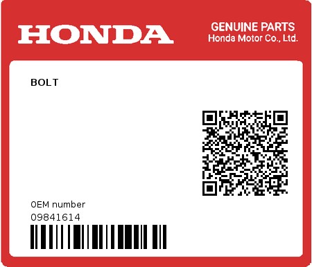 Product image: Honda - 09841614 - BOLT  0