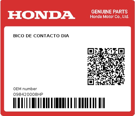 Product image: Honda - 098420008HP - BICO DE CONTACTO DIA  0