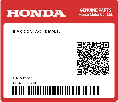 Product image: Honda - 098420012XHF - BEAK CONTACT DIAM.1,  0