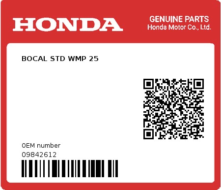 Product image: Honda - 09842612 - BOCAL STD WMP 25  0