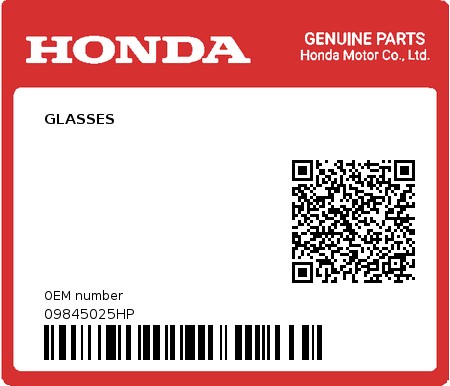 Product image: Honda - 09845025HP - GLASSES  0