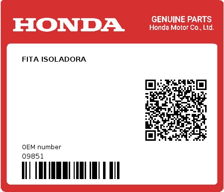 Product image: Honda - 09851 - FITA ISOLADORA  0