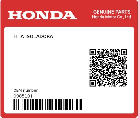 Product image: Honda - 0985101 - FITA ISOLADORA  0