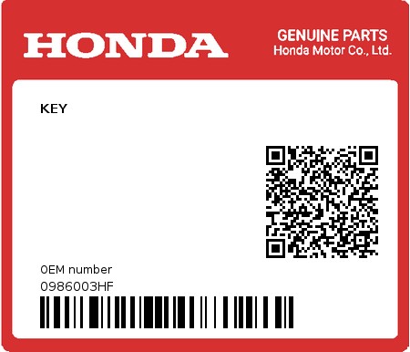 Product image: Honda - 0986003HF - KEY  0