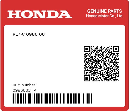 Product image: Honda - 0986003HP - PE?P/ 0986 00  0