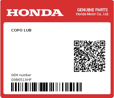 Product image: Honda - 098651XHF - COPO LUB  0