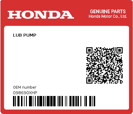 Product image: Honda - 098690XHP - LUB PUMP  0