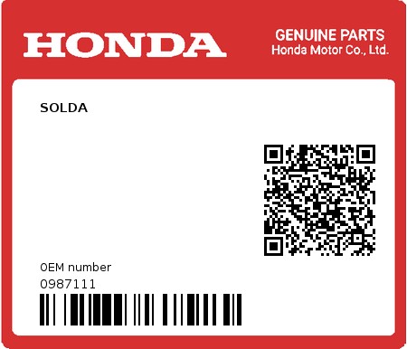 Product image: Honda - 0987111 - SOLDA  0