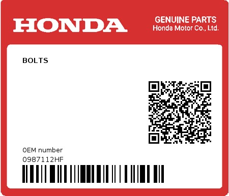 Product image: Honda - 0987112HF - BOLTS  0