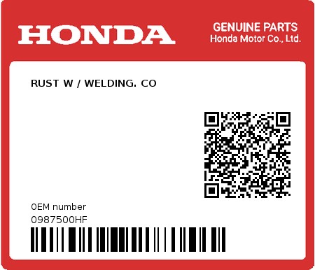 Product image: Honda - 0987500HF - RUST W / WELDING. CO  0