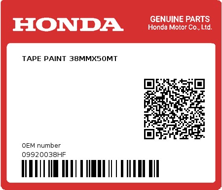 Product image: Honda - 09920038HF - TAPE PAINT 38MMX50MT  0