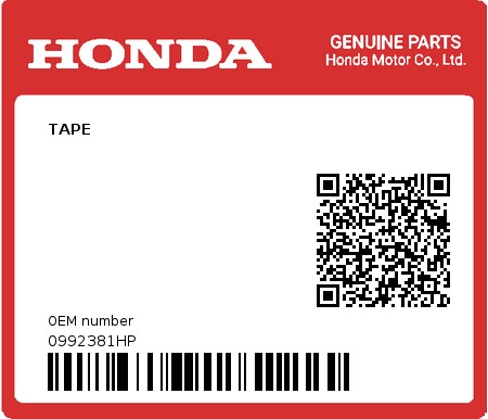 Product image: Honda - 0992381HP - TAPE  0