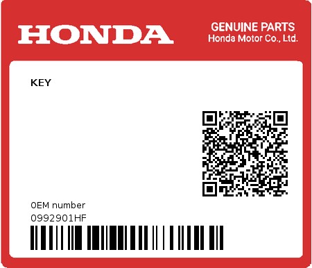 Product image: Honda - 0992901HF - KEY  0
